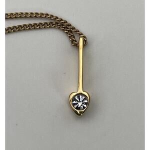 Artistry Geometric Bar Drop Crystal Necklace Gold Tone Modern Minimalist Dainty